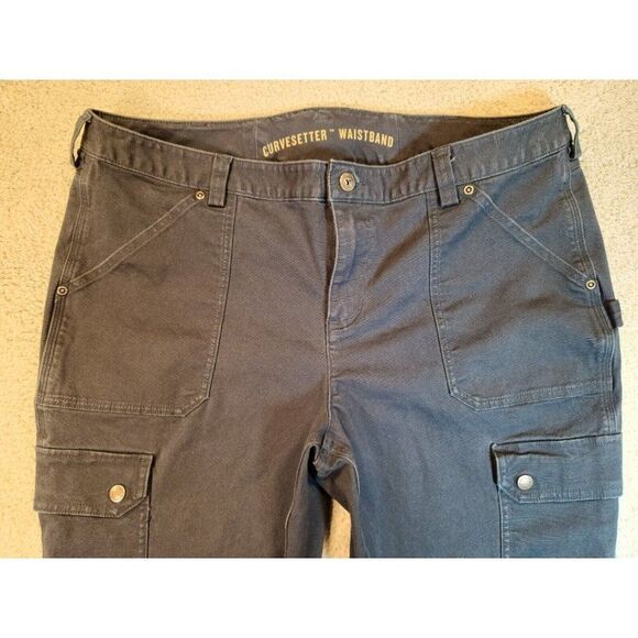 Duluth Trading Women's Curve Setter Waistband Navy Blue Cargo Pockets Size 18x31 - Picture 2 of 16